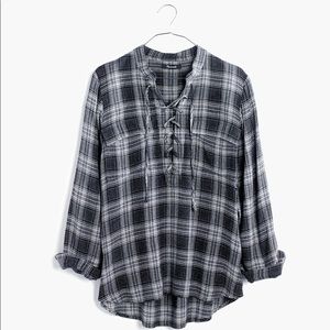 Madewell Terrace lace-up shirt in Owens plaid